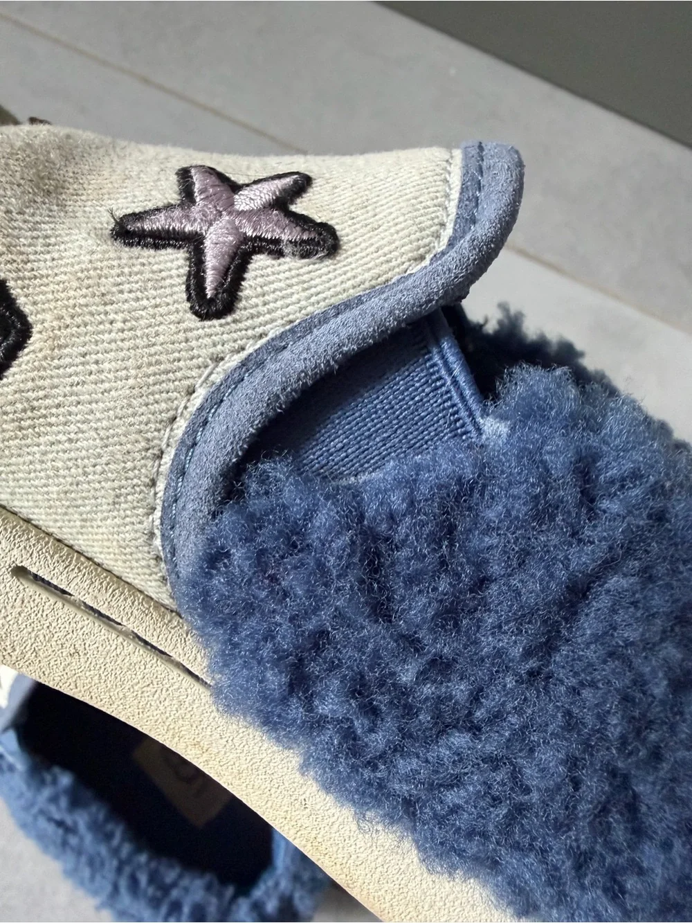 UGG Kids Patch It Slip-On Sneakers Bleach Denim Navy Sherling Colorful Patches 1